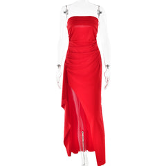 Evening Gown Women's One Neck Strapless Dress Fashionable And Sexy Backless High Slit Long Dress