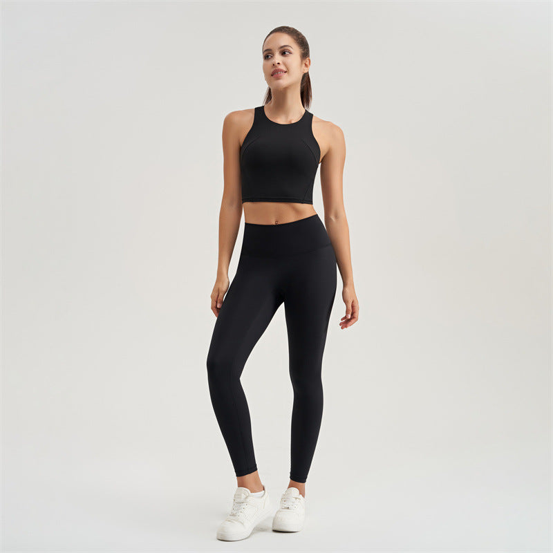 Women's Fashion One-piece Workout Bra Hip Lift Quick-drying Yoga Pants Sports Two-piece Set