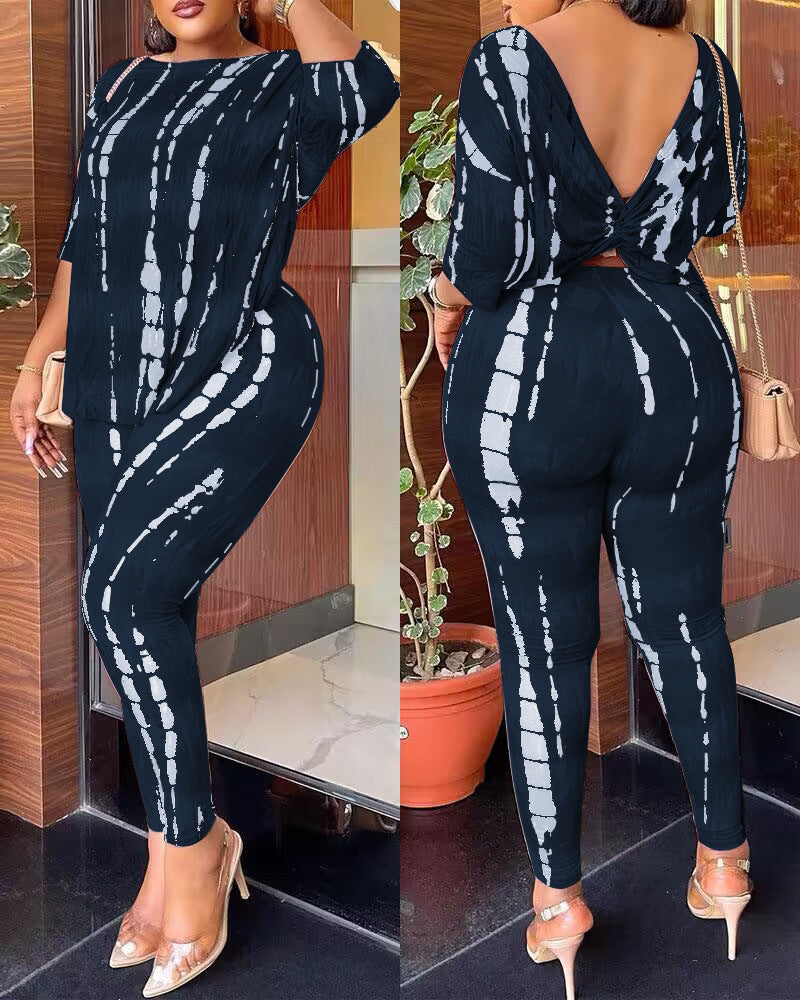Women's Fashion Waist Shaping Hip Lift Seamless High Elastic Print Casual Yoga Pants Top Suit