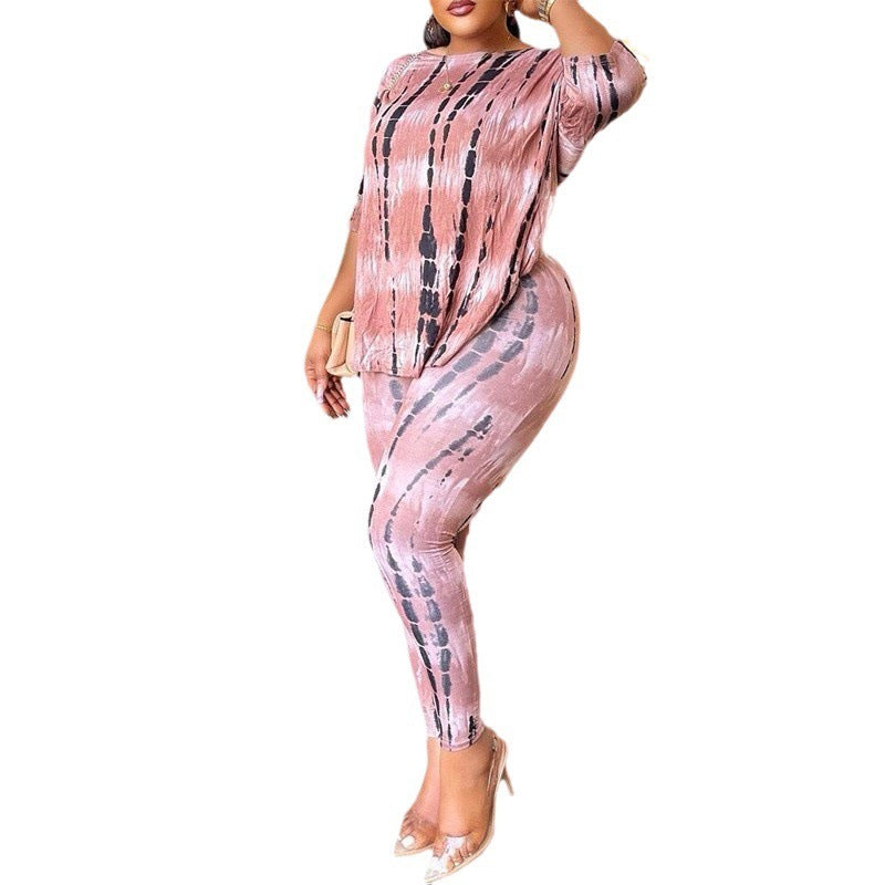 Women's Fashion Waist Shaping Hip Lift Seamless High Elastic Print Casual Yoga Pants Top Suit