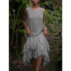 Solid Color Fashion Elegant Sleeveless Swing Dress