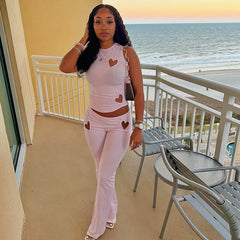 Women's Personality Fashion Solid Color Simple Set